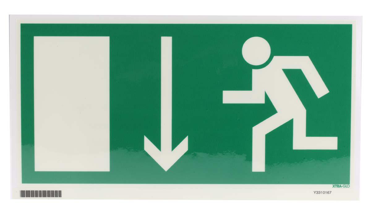 Brady | 263112 | Vinyl Emergency Fire Exit Sign, Non-Illuminated, Green/White, 150 X 300mm (H X W) | Exit Signs | Enrgtech LTD