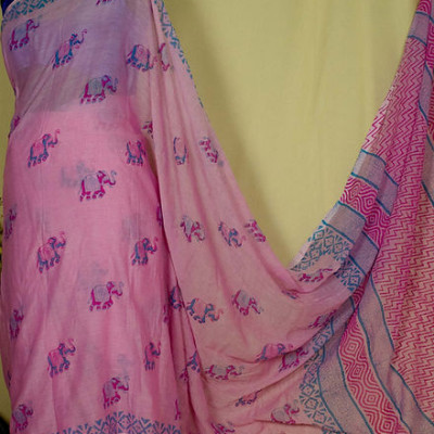 Hasti-Kala Pink Hand Block Printed Cotton Saree Profile Picture