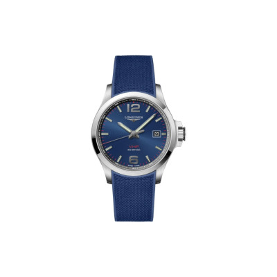 Longines Conquest V.H.P. Stainless Steel Blue Dial Blue Rubber Strap Perpetual Calendar Date Quartz  Profile Picture