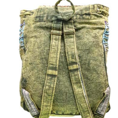 Crossbody Bag made of Dyed Green Heavy Cotton with Embroidered Sunflowers and Tie-Dyed Fringe Profile Picture