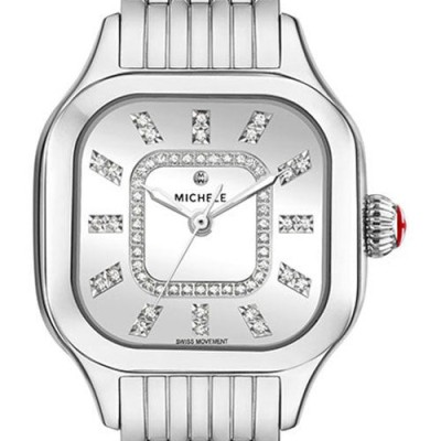 Michele Meggie Stainless Steel Square Silver Mirror Dial Diamonds Womens Watch MWW33B000012 Profile Picture