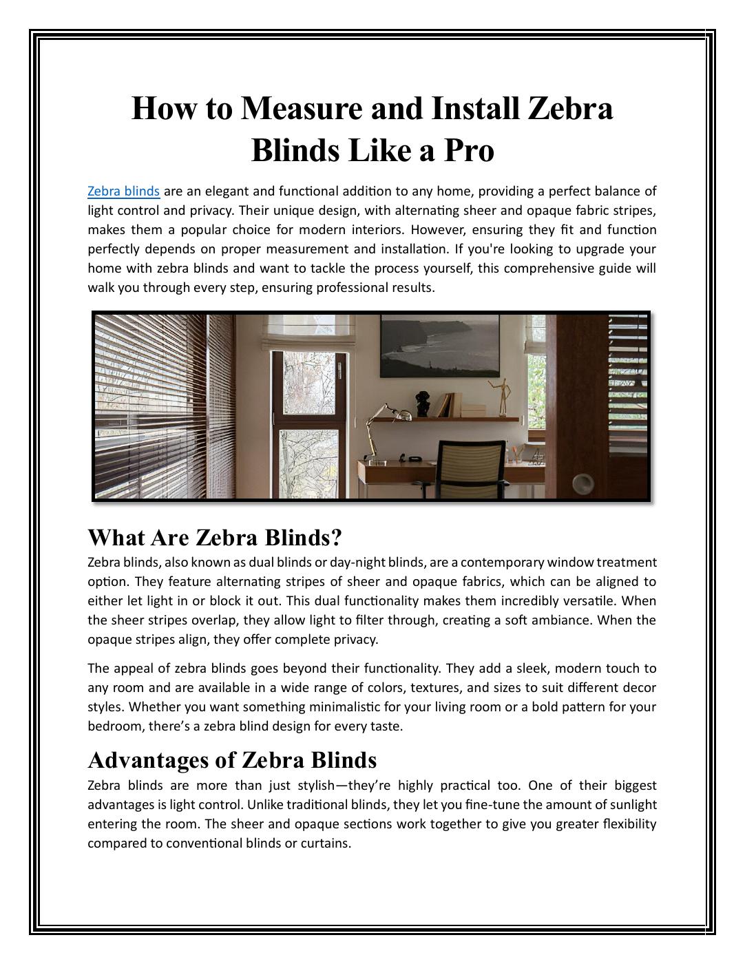 How to Measure and Install Zebra Blinds Like a Pro