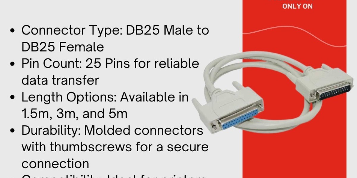 Male and Female DB25 25 Pin Parallel Port Cable in Pakistan