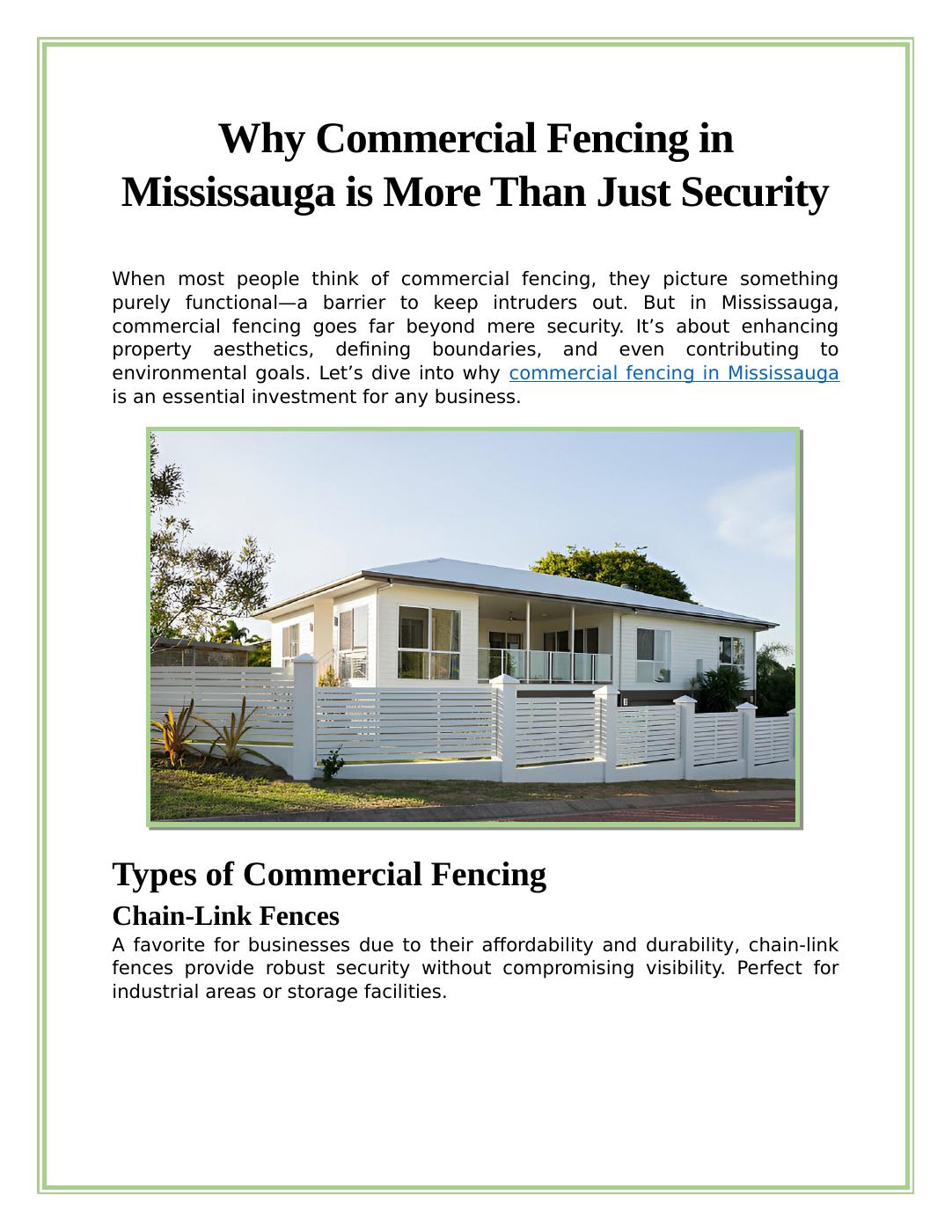 Why Commercial Fencing in Mississauga is More Than Just Security