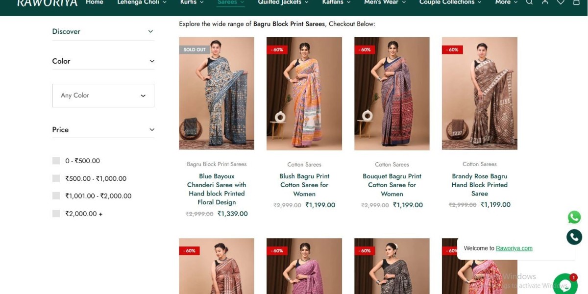 Bagru block print saree